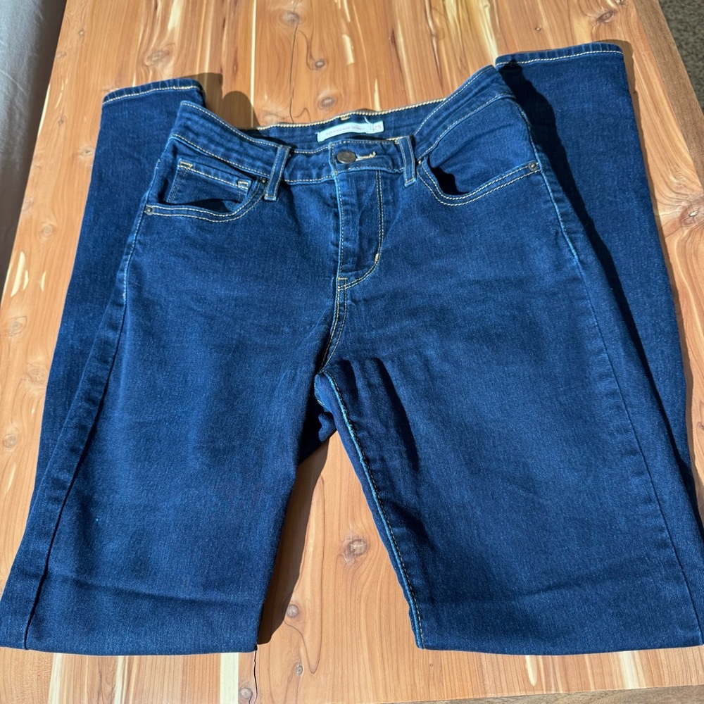 Levi's Blue 721 Hi Rise Skinny Jeans with Dark Wash Finish Size: 25x30
